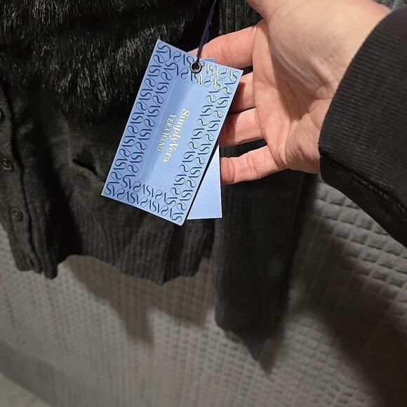 Faux Fur Wool Cardigan Sweater SzL-XL VeraWang Y2K Baddie Glam Boho Chic Preppy - Picture 10 of 16